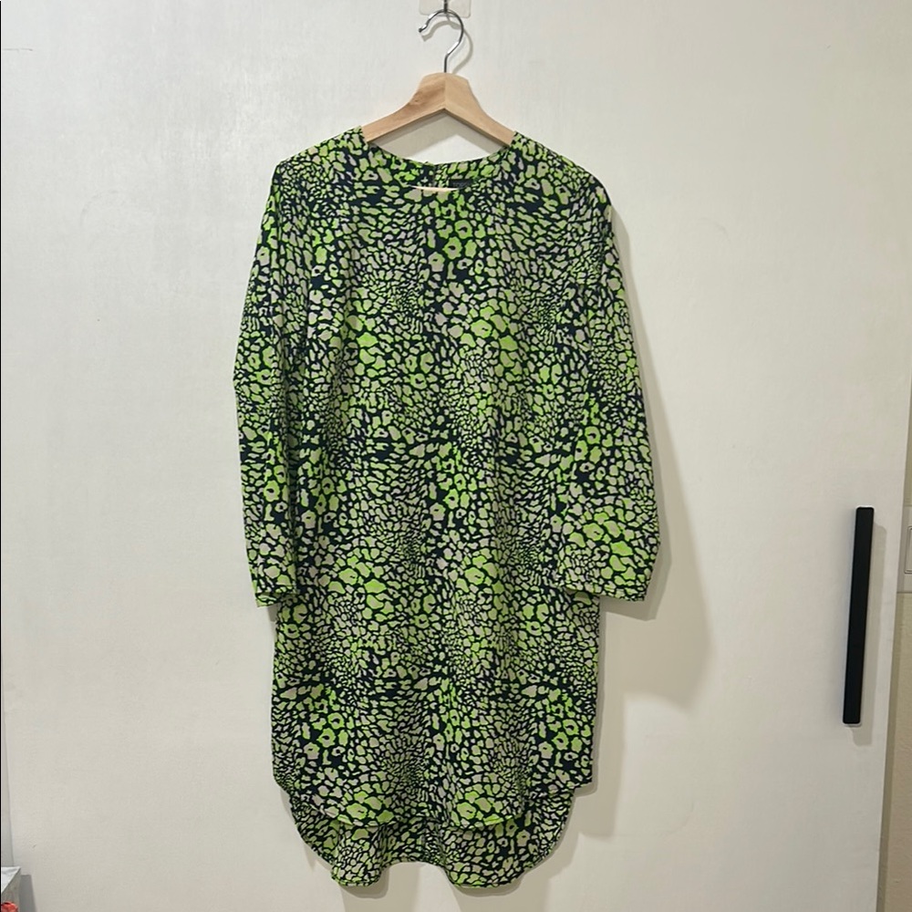 TOPSHOP WOMEN SHEATH HI/LOW TUNIC  NEON LEOPARD LIGHTWEIGHT Sz 8